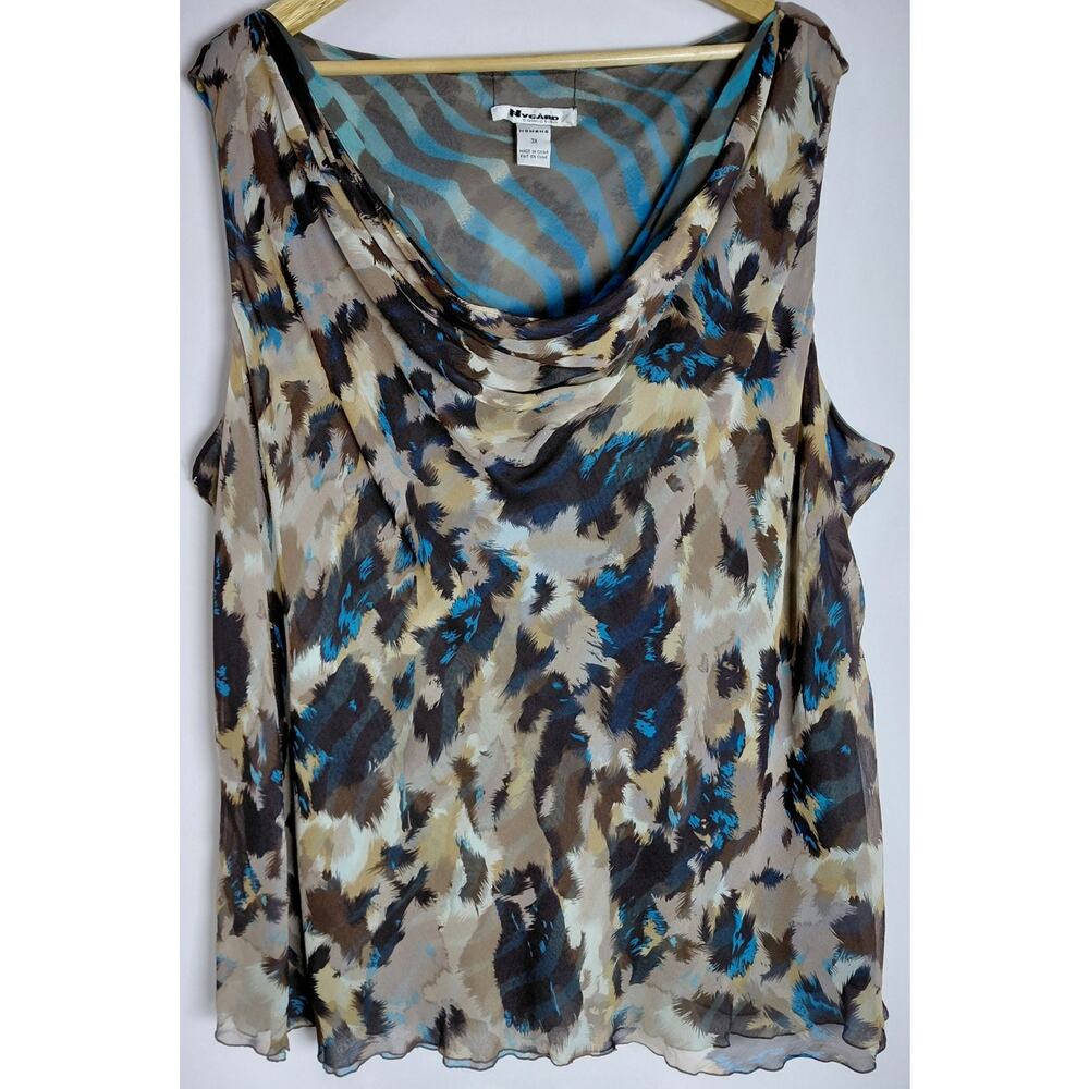 Nygard Collection Sleeveless Top Multicolor Abstract Cowl Neck Women Size 3X